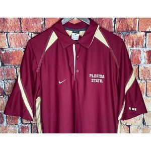 Florida State University Seminoles FSU Nike Dri-Fit Large Mens Garnet Polo Shirt
